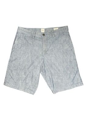 GAP Essential Khaki Shorts Mens 29 Gray Blue Chambray 10" Inseam Flat Front